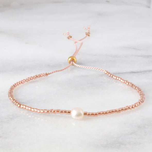 Libby And Smee Pearl String Bracelet Champagne Gold