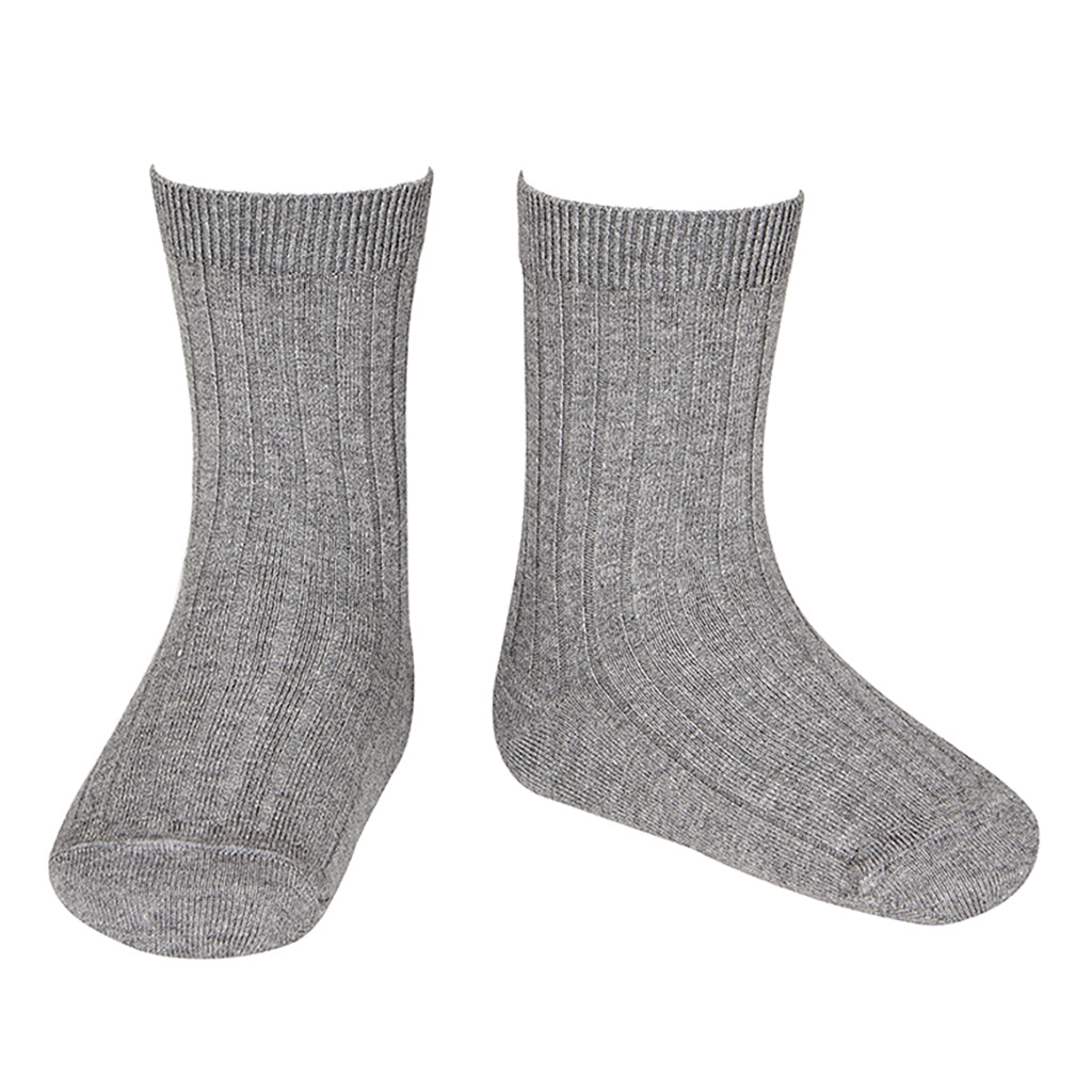 Condor Baby And Child Basic Rib Short Socks Light Grey