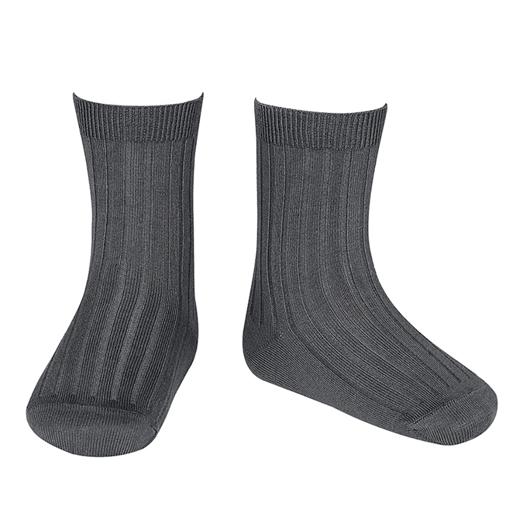 Condor Baby And Child Basic Rib Short Socks Charcoal Grey