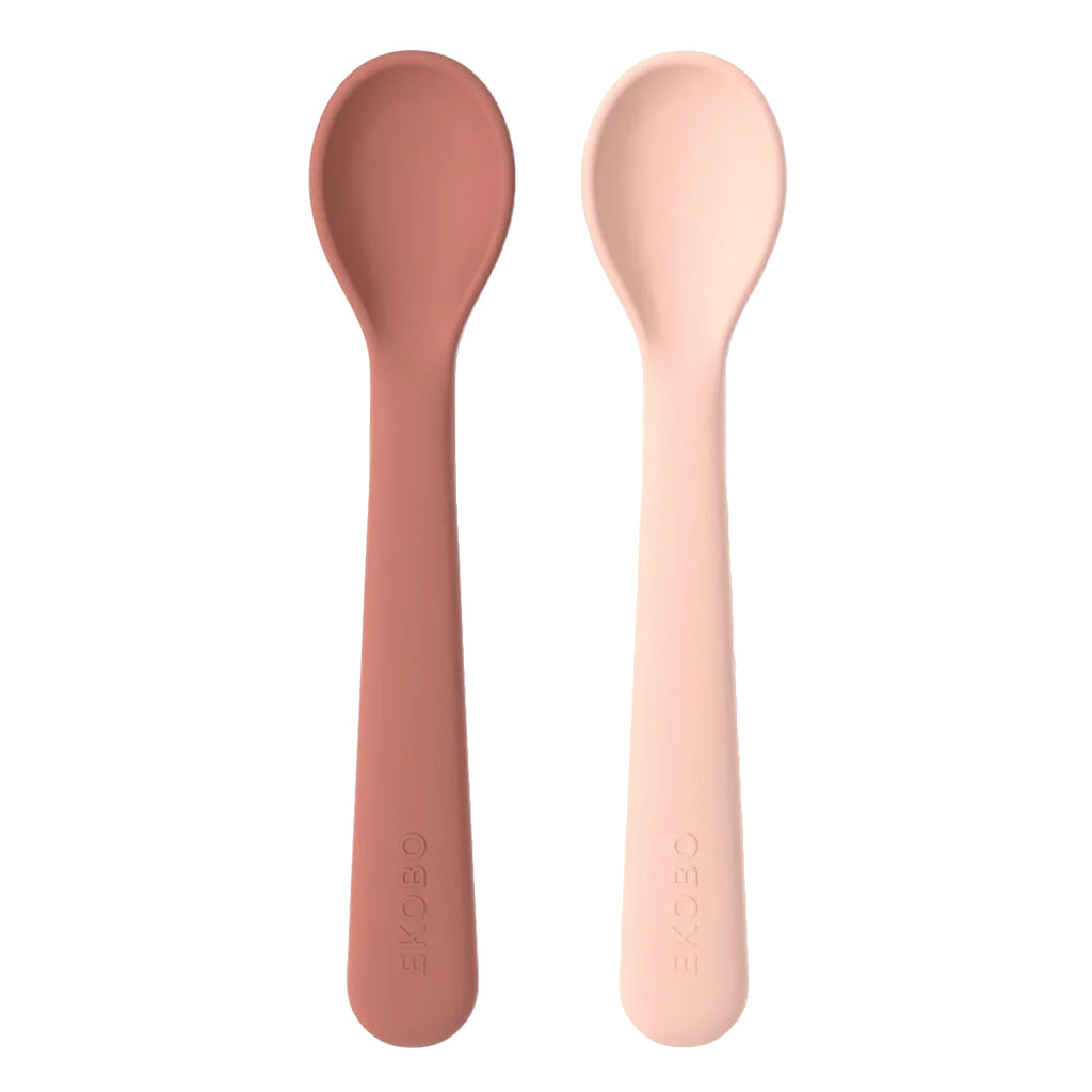 Ekobo Spoon Set Blush Pink and Terracotta Brown