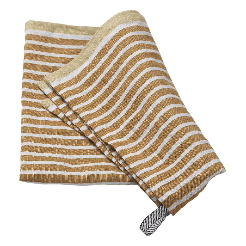 Ferm Living Hale Tea Towel Golden Brown And Silver Fern