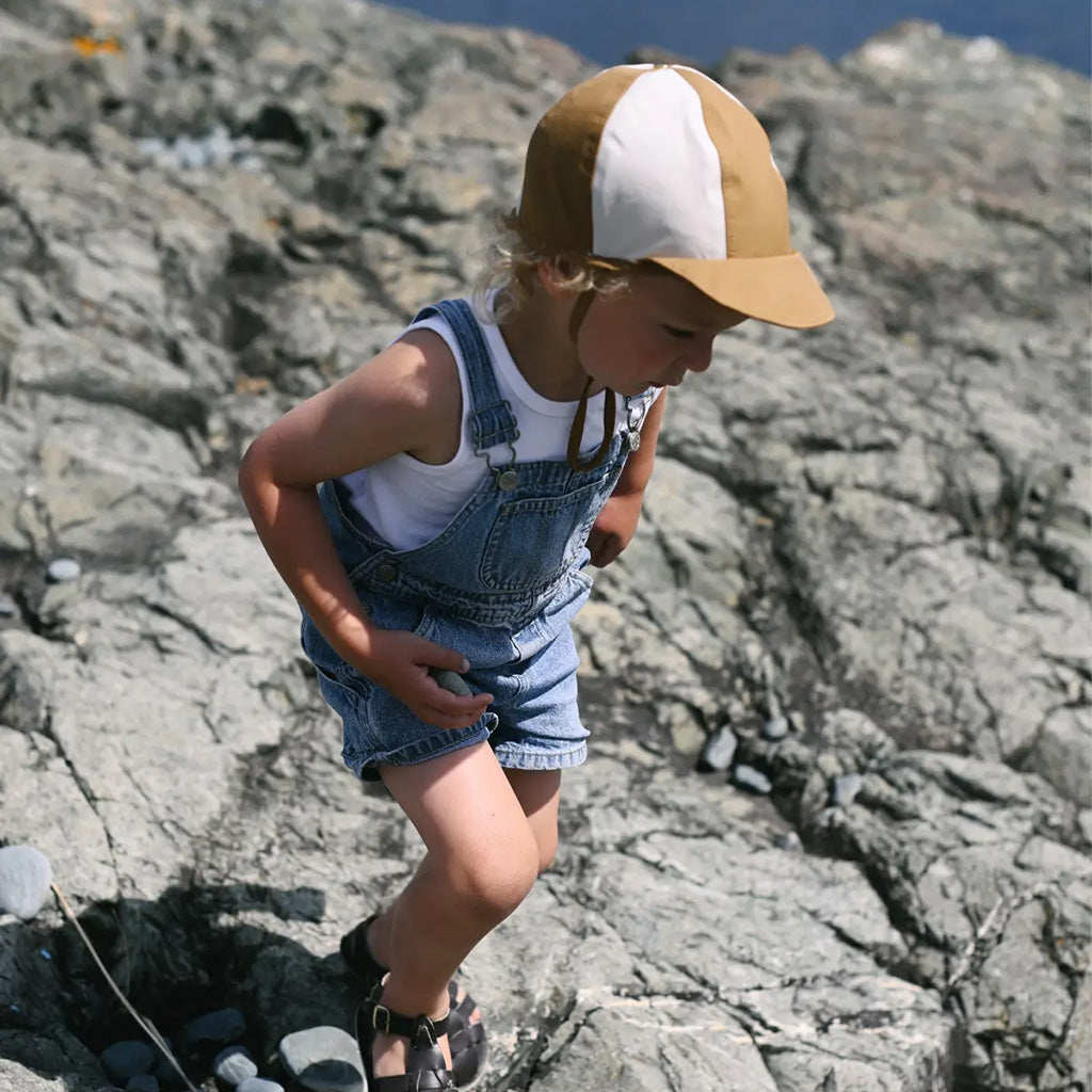 Fairechild Child Patch Hat Ochre Brown And Salt White