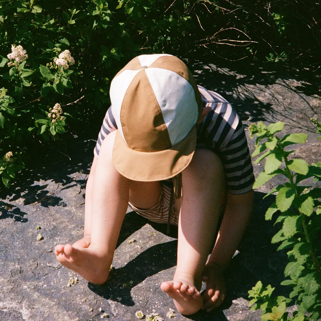 Fairechild Child Patch Hat Ochre Brown And Salt White