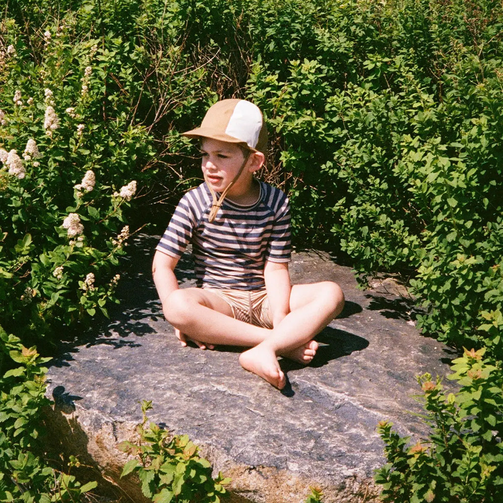 Fairechild Child Patch Hat Ochre Brown And Salt White