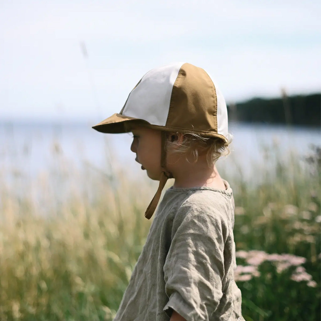 Fairechild Child Patch Hat Ochre Brown And Salt White