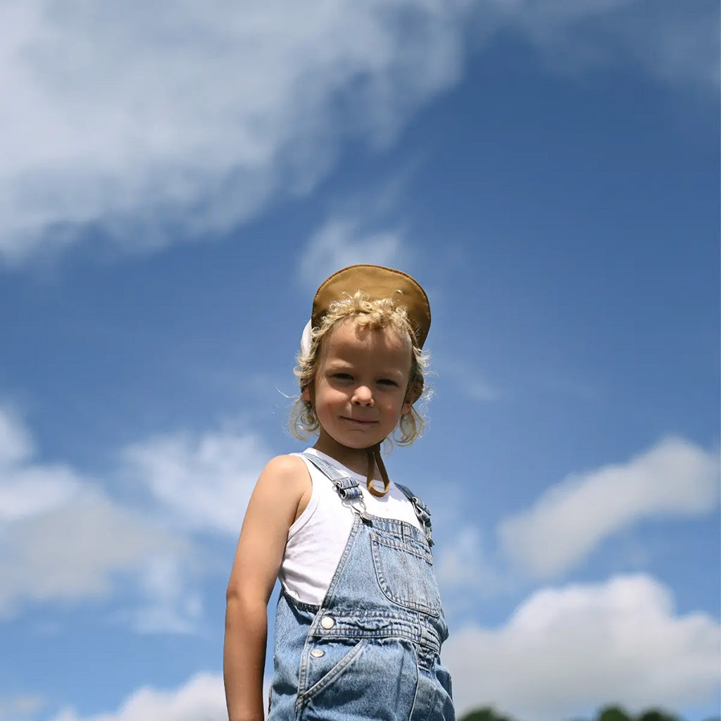 Fairechild Child Patch Hat Ochre Brown And Salt White