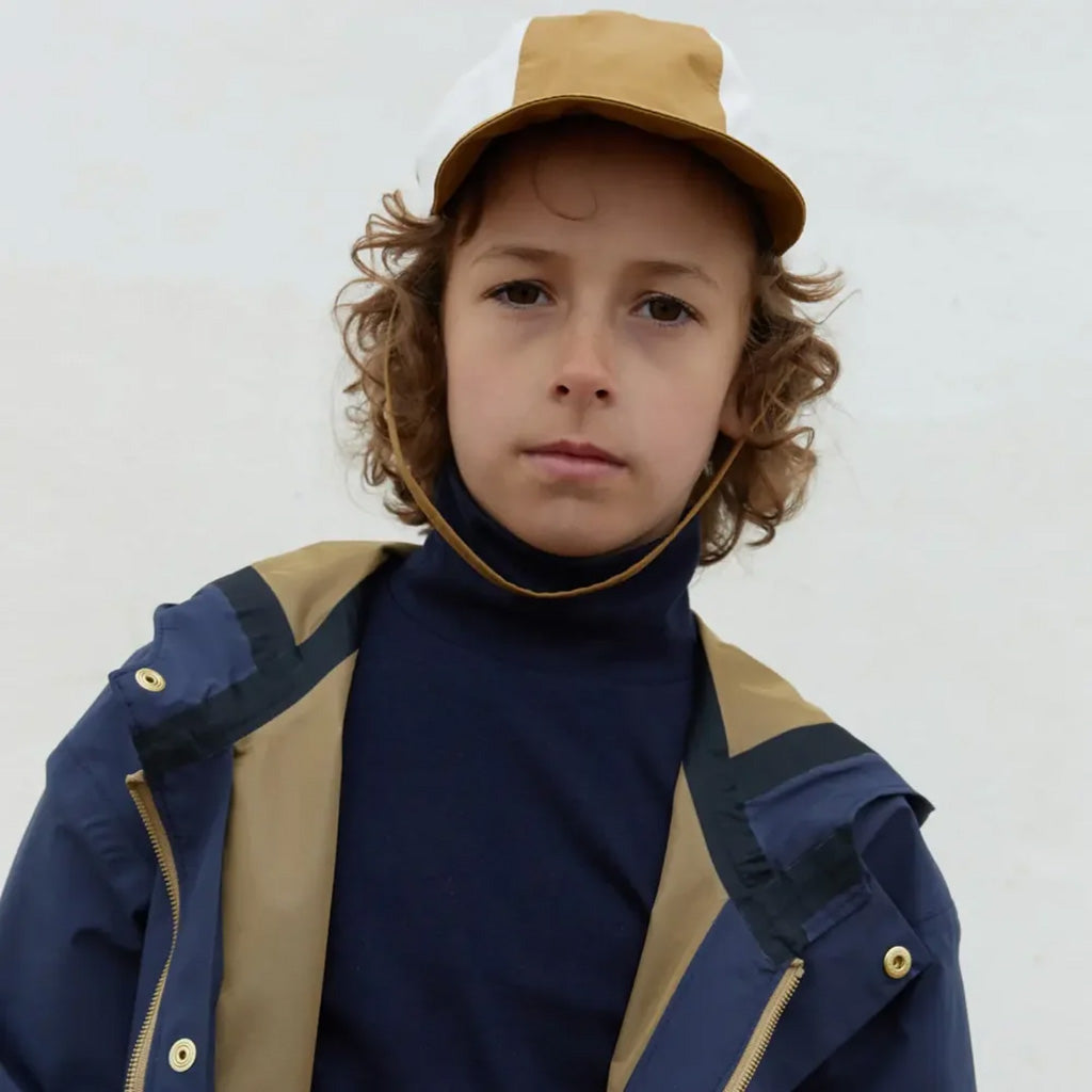 Fairechild Child Patch Hat Ochre Brown And Salt White