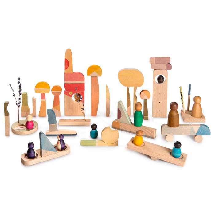 Grapat 40 Piece Wooden Happy Place Set Multicoloured