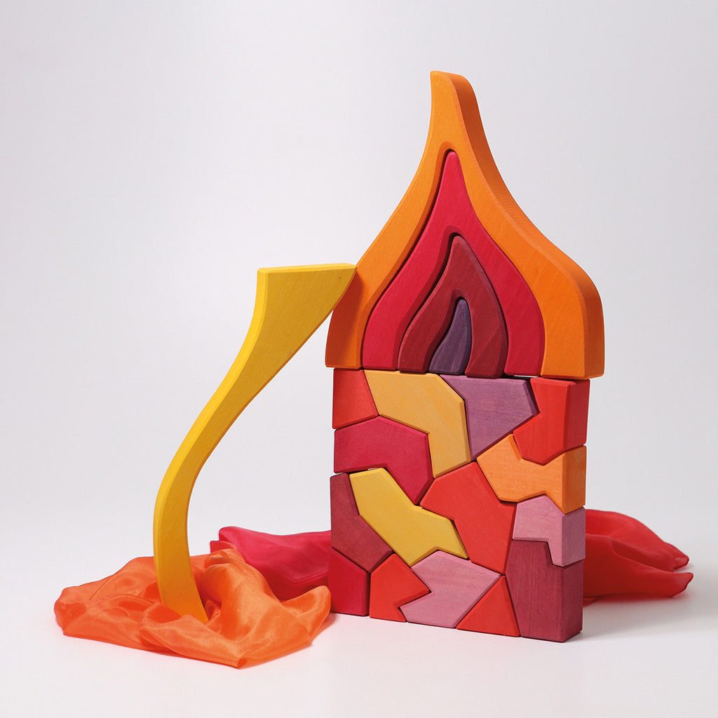 Grimm's 61 Piece Wooden Building Set Four Temperaments Multicoloured