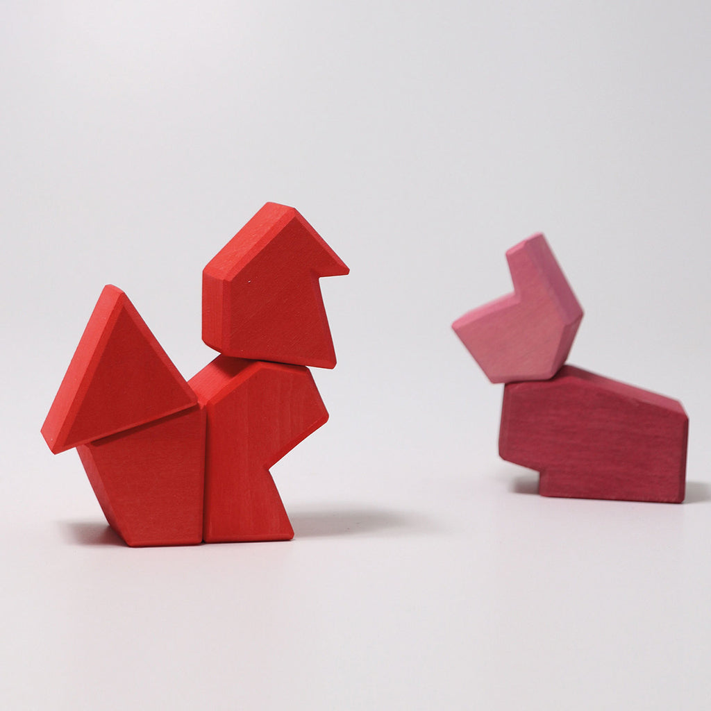 Grimm's 61 Piece Wooden Building Set Four Temperaments Multicoloured