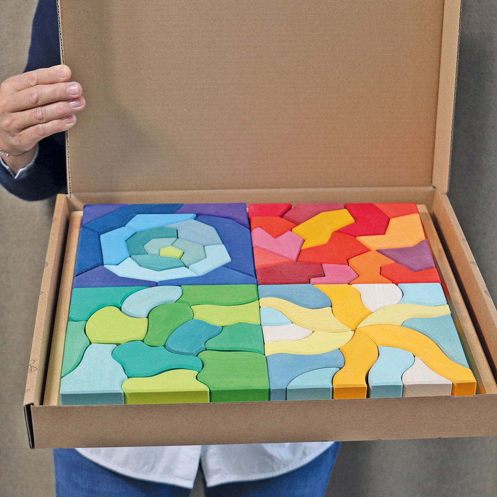 Grimm's 61 Piece Wooden Building Set Four Temperaments Multicoloured