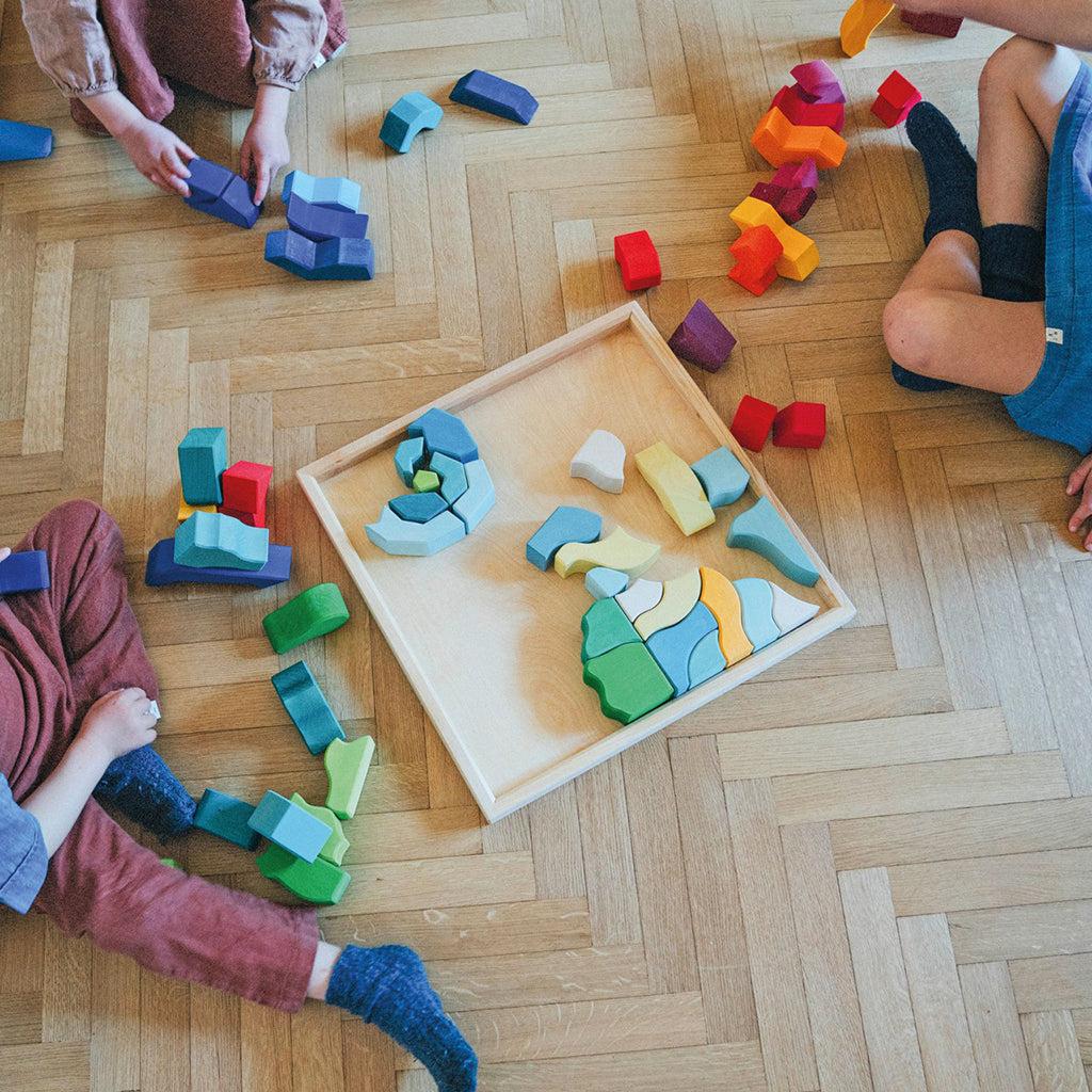 Grimm's 61 Piece Wooden Building Set Four Temperaments Multicoloured