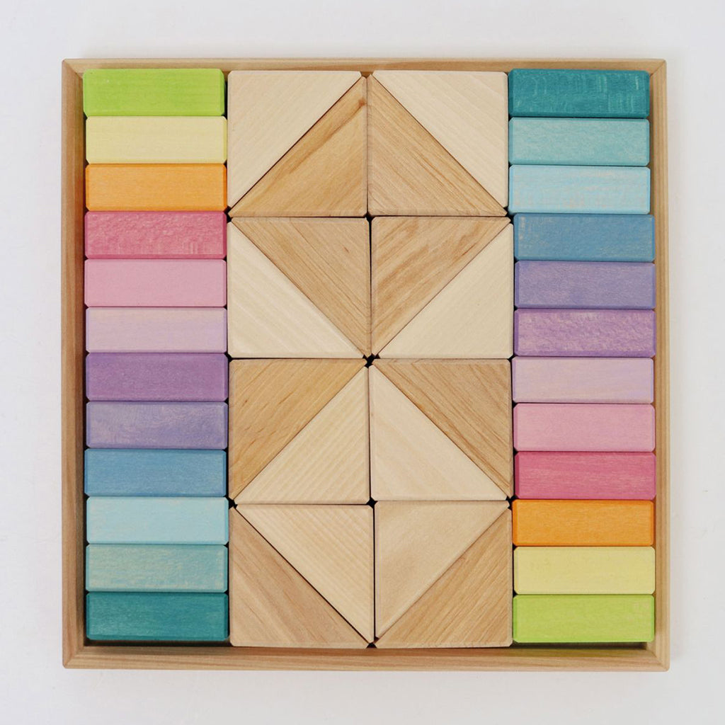 Grimm's 40 Piece Wooden Building Set Pastel Duo