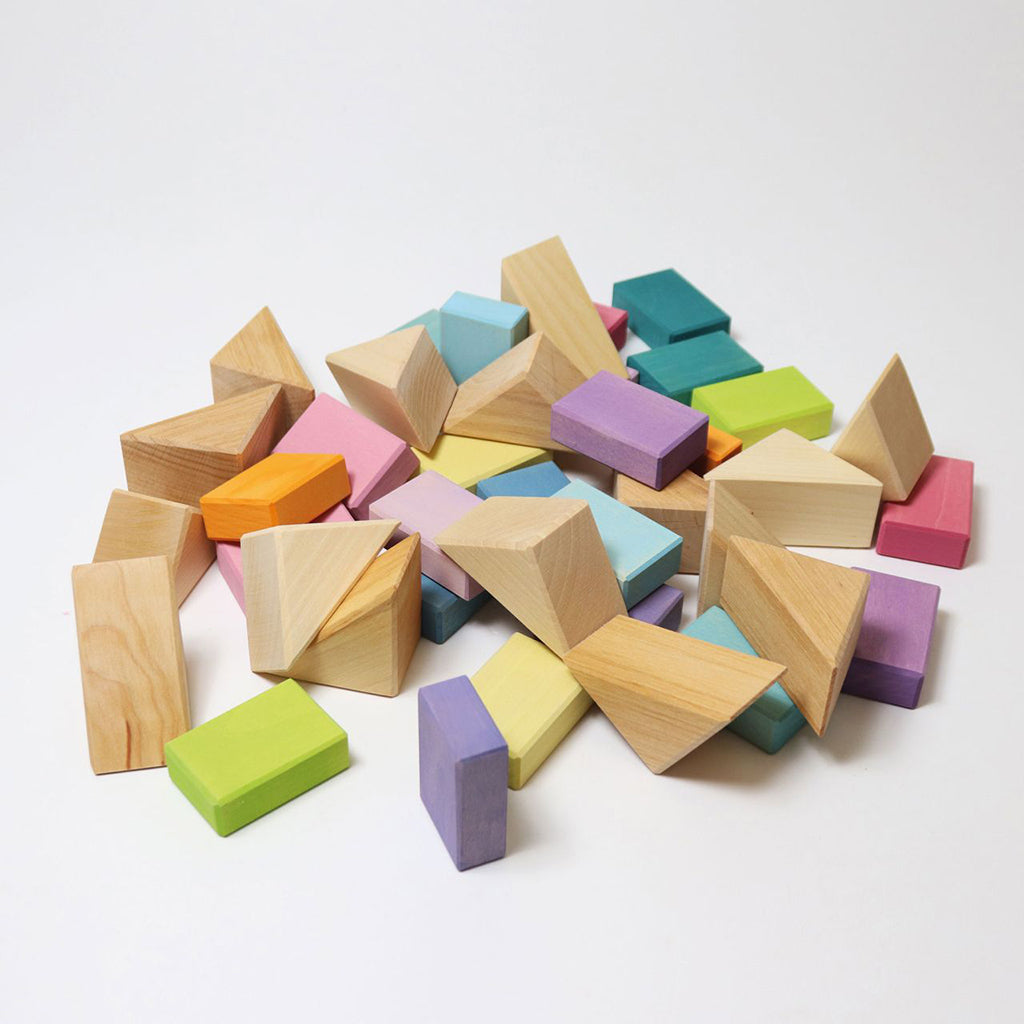 Grimm's 40 Piece Wooden Building Set Pastel Duo
