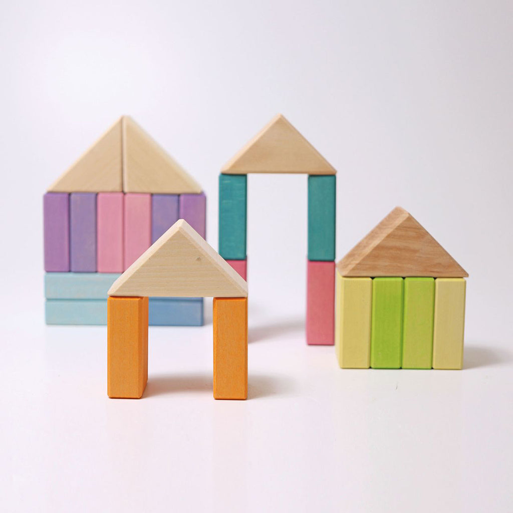 Grimm's 40 Piece Wooden Building Set Pastel Duo