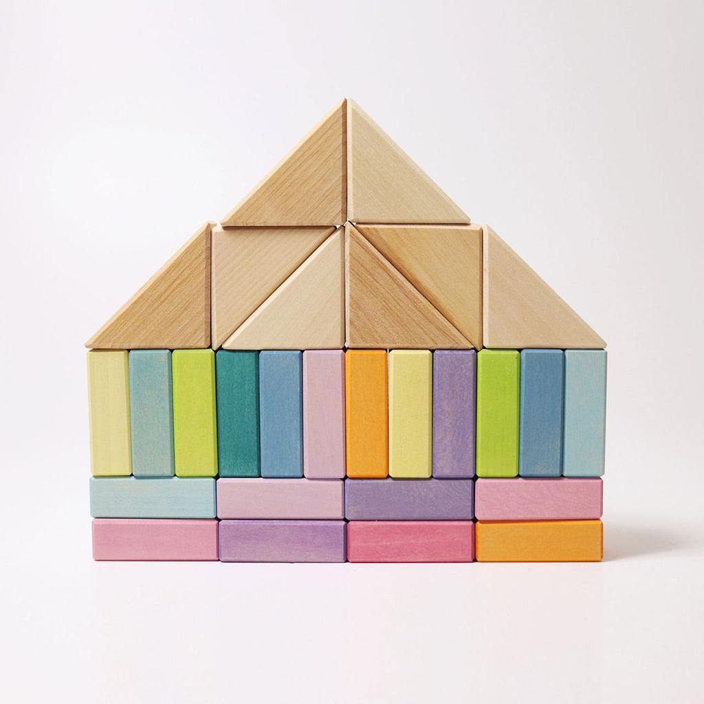 Grimm's 40 Piece Wooden Building Set Pastel Duo