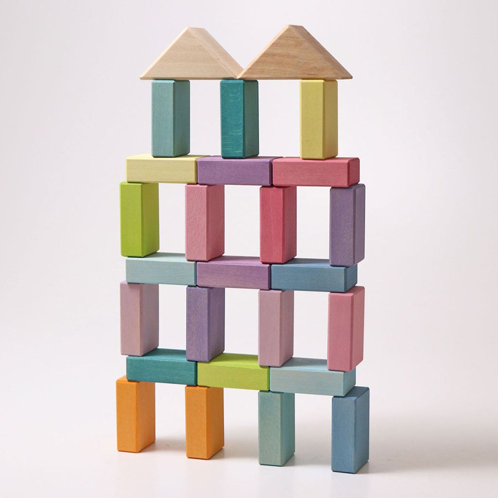 Grimm's 40 Piece Wooden Building Set Pastel Duo