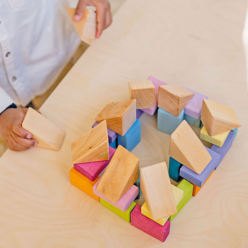 Grimm's 40 Piece Wooden Building Set Pastel Duo