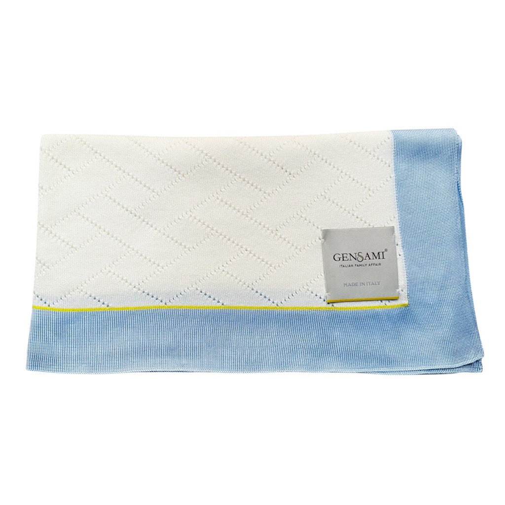 Gensami Baby Organic Cotton Blanket White And Sky Blue