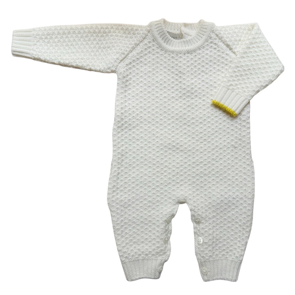Gensami Baby Honeycomb Knit Jumpsuit White