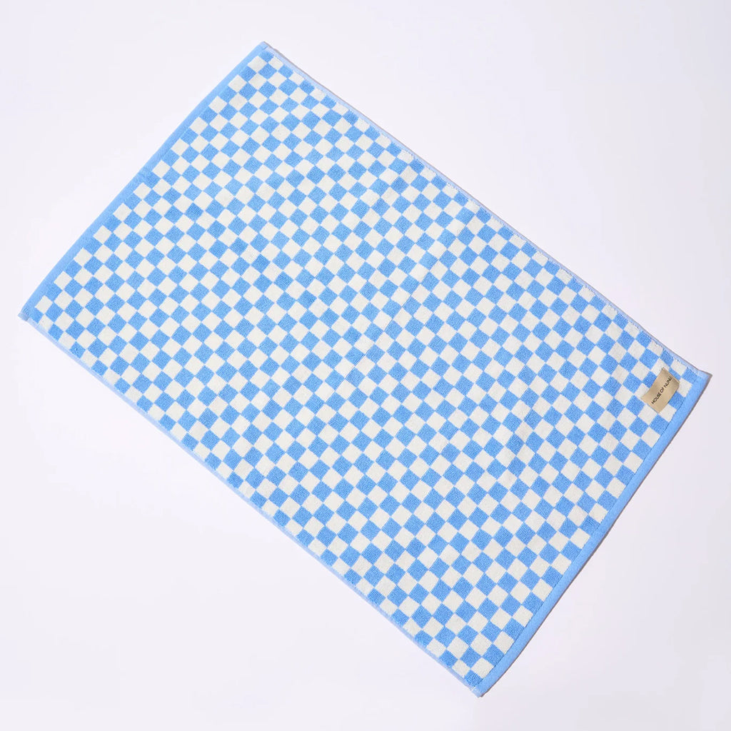 House of Nunu Bath Mat Sky Blue Checks