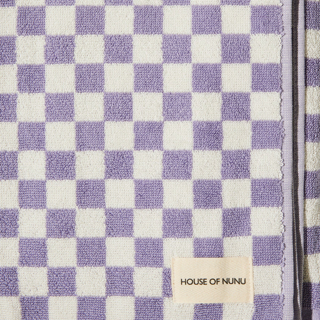 House of Nunu Bath Towel Lilac Purple Checks