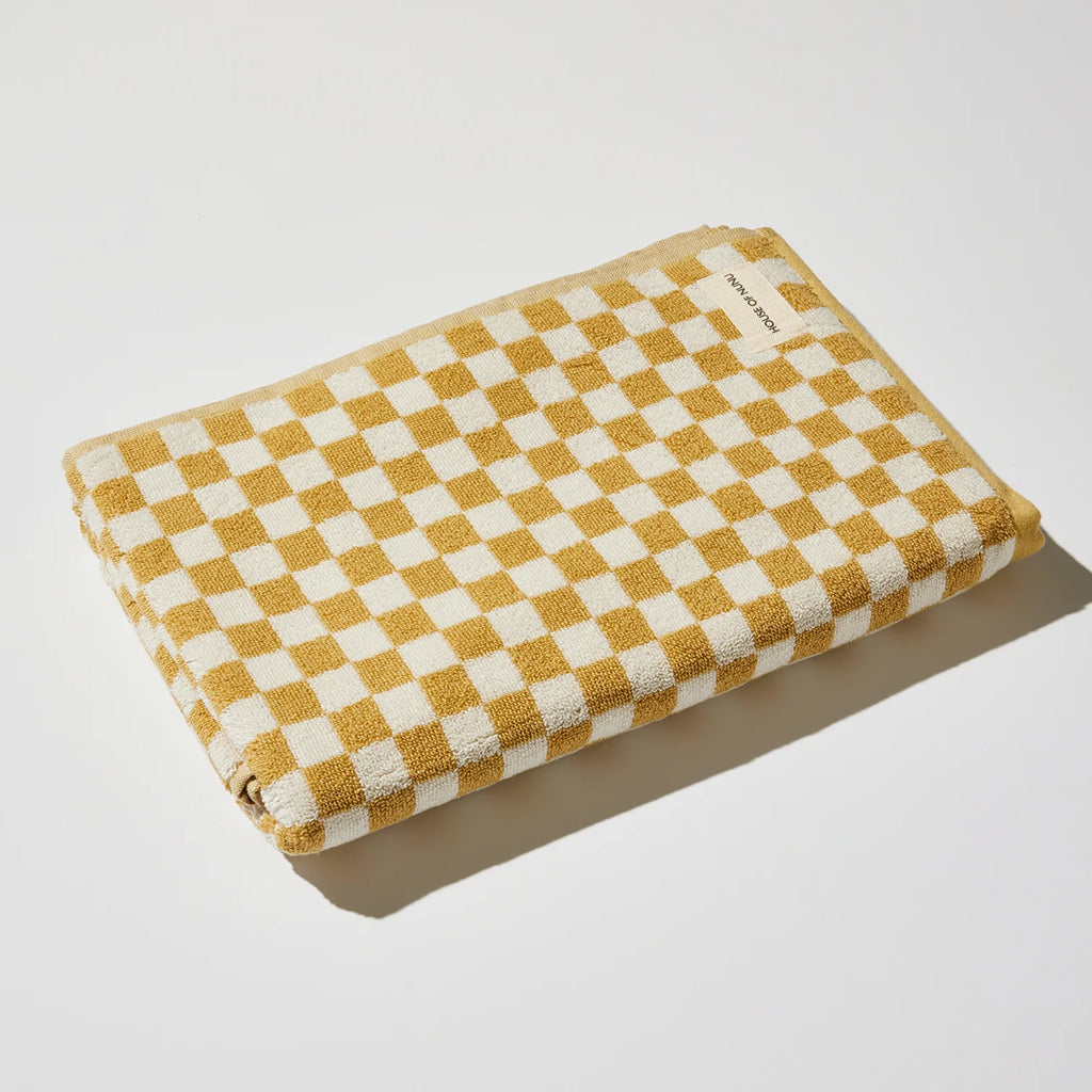 House of Nunu Bath Towel Yellow Checks