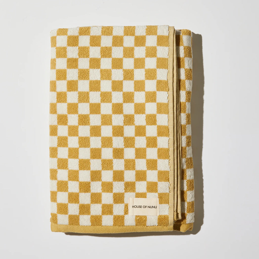 House of Nunu Bath Towel Yellow Checks