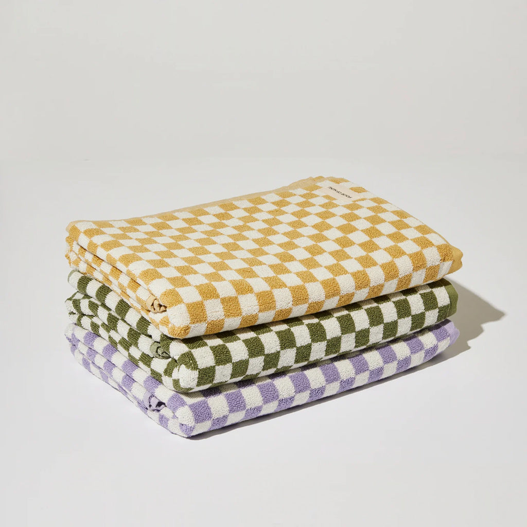 House of Nunu Bath Towel Yellow Checks