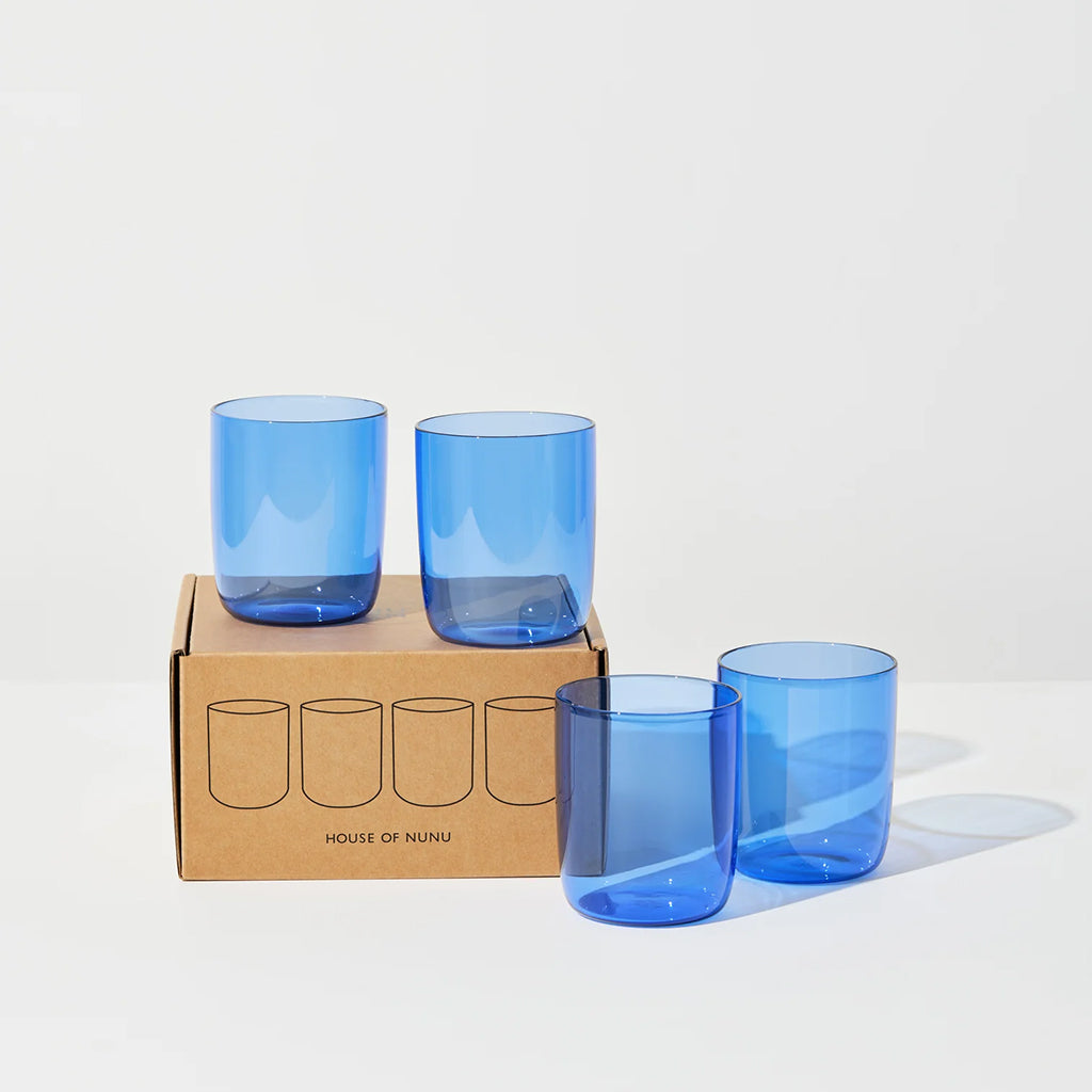 House of Nunu Belly Set of 4 Cups Blue