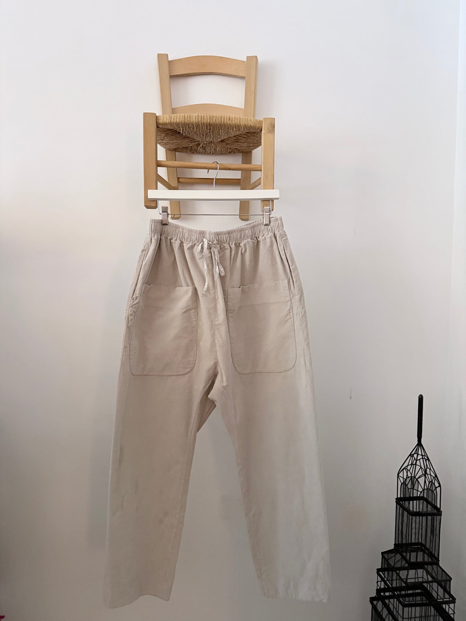 Album Di Famiglia Unisex Velvet Braghe Trouser Pants Oatmeal Cream