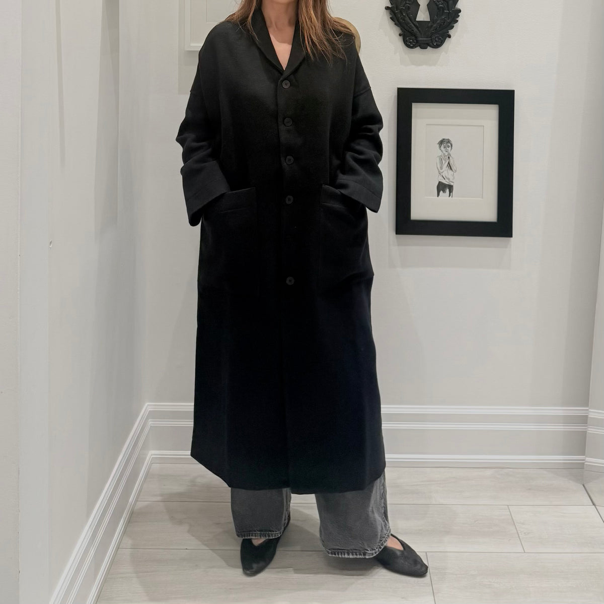 Album Di Famiglia Woman Soft Long Coat Black