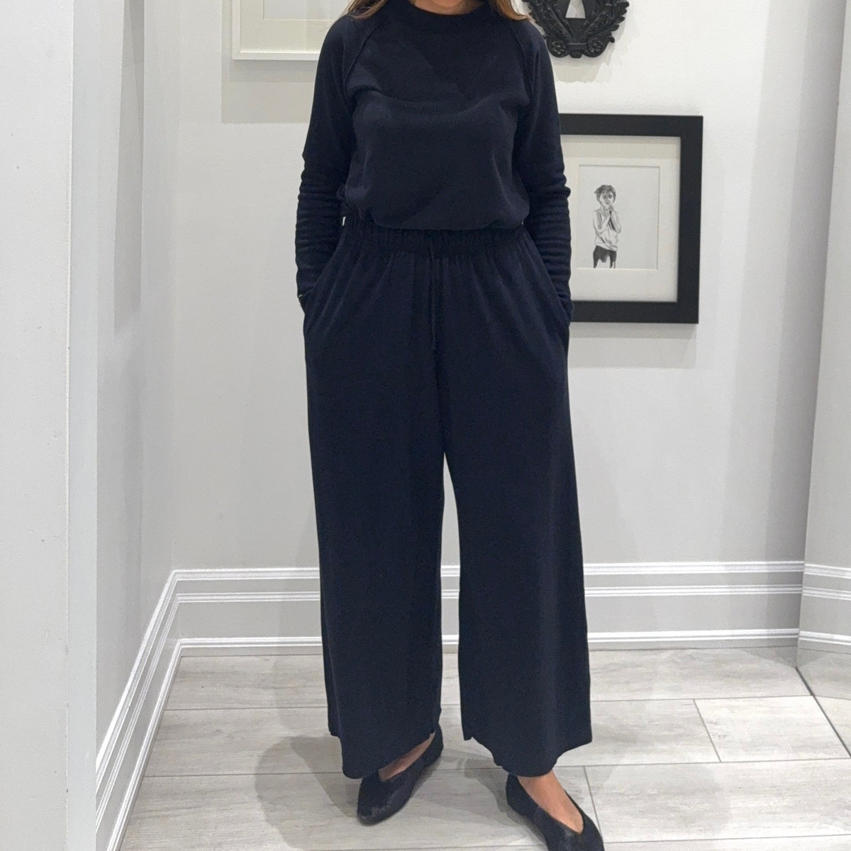 Album Di Famiglia Unisex Wide Essential Trousers JP Navy Blue