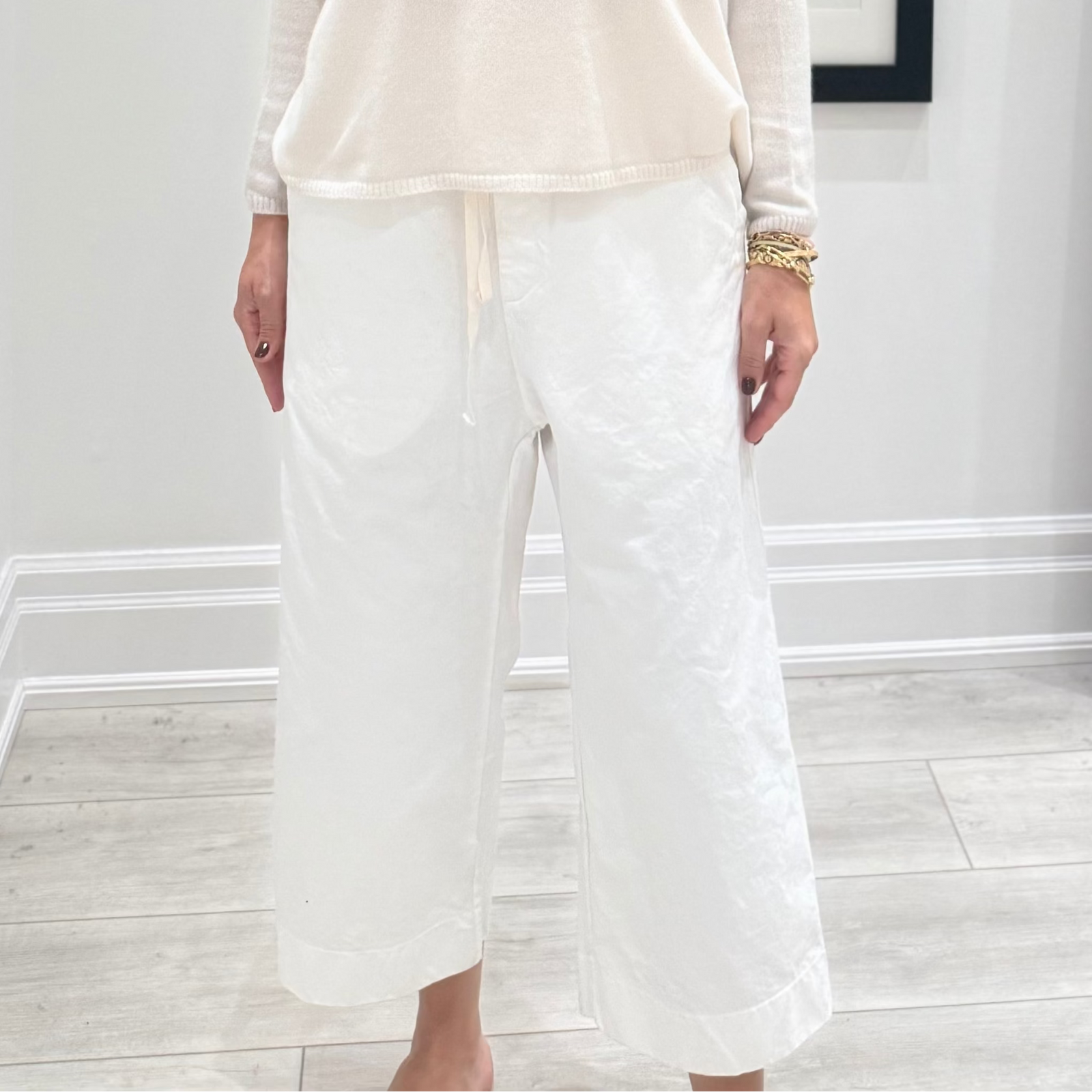 Album Di Famiglia Woman Wide And Short Trousers WCC Milk White