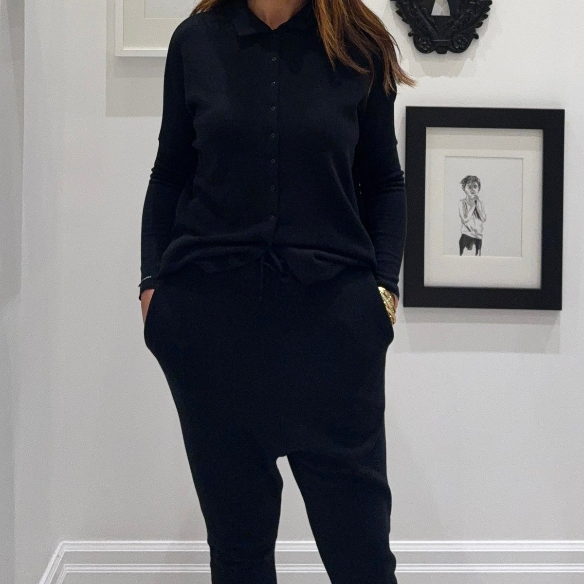Album Di Famiglia Woman Polo Aperta Cardigan JP Black