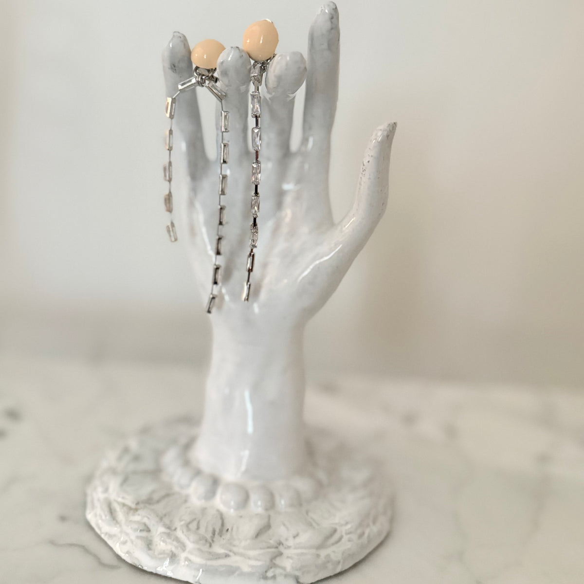Rachel Comey Draped Baguette Earrings Ivory Cream