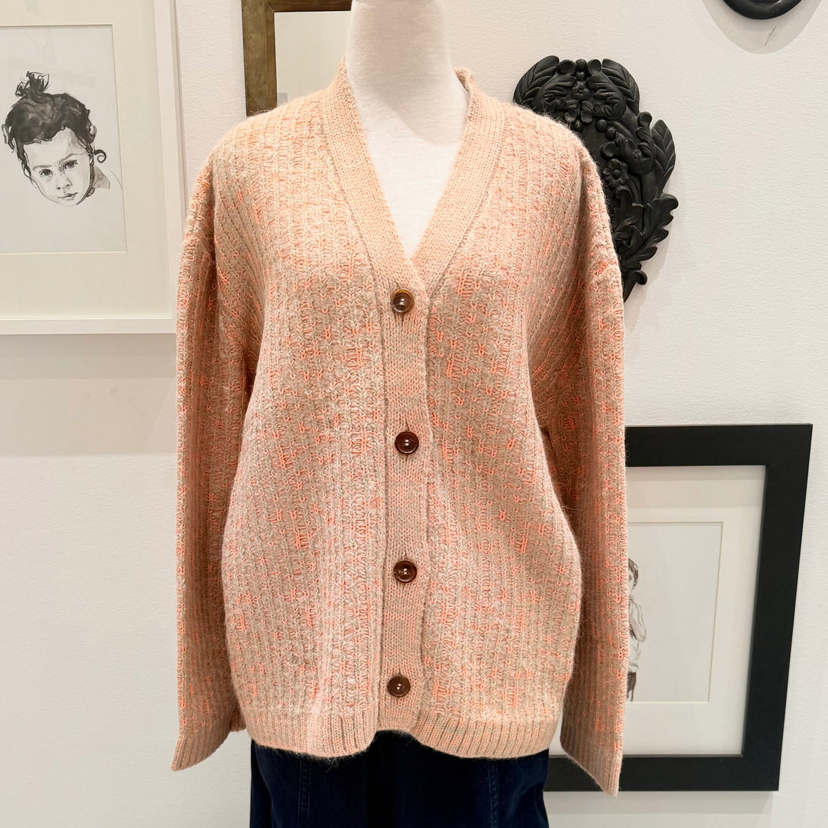 Rachel Comey Woman Hedda Cardigan Fairisle Salmon Pink