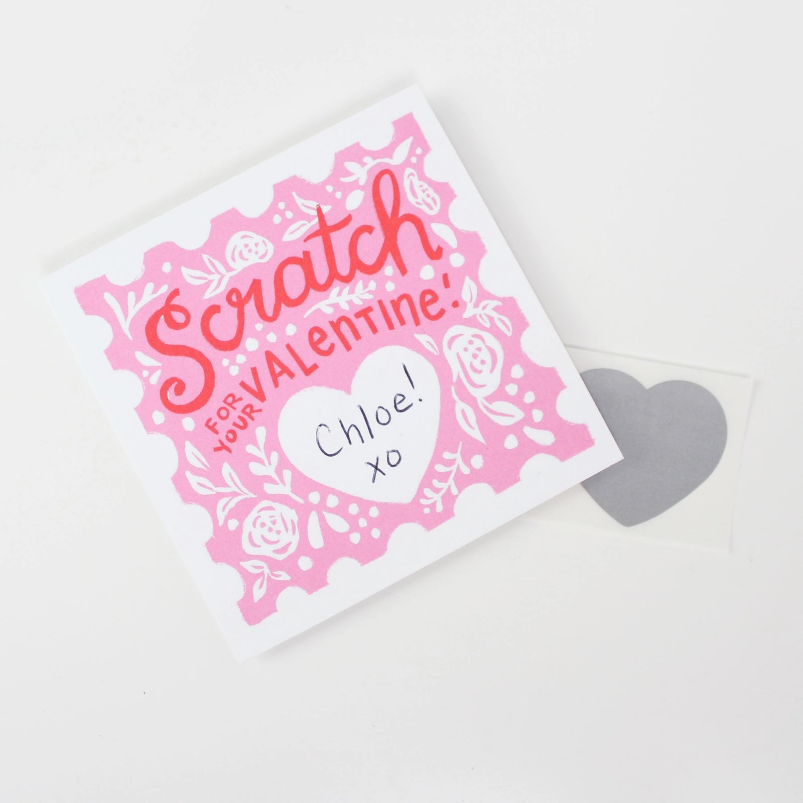 Inklings Paperie Valentine Cards Scratch Off Floral - Set of 18