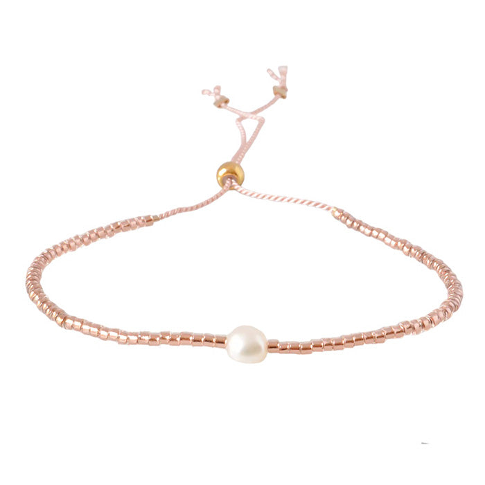 Libby And Smee Pearl String Bracelet Blush Pink Metallic