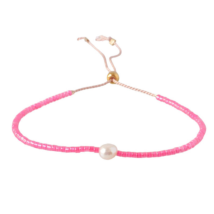 Libby And Smee Pearl String Bracelet Neon Pink