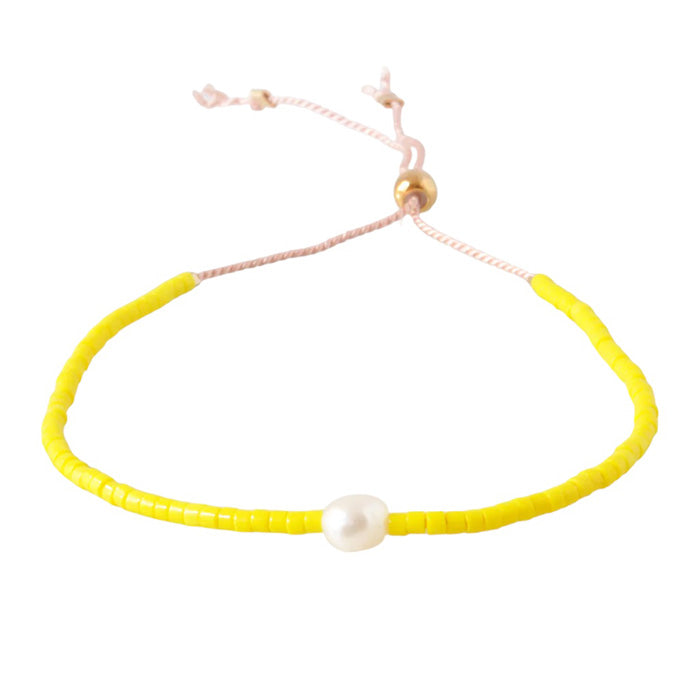 Libby And Smee Pearl String Bracelet Sunshine Yellow