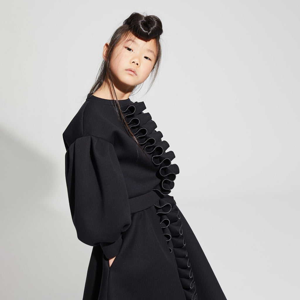 Little Creative Factory Child Neoprene Ruffle Sweatshirt Black