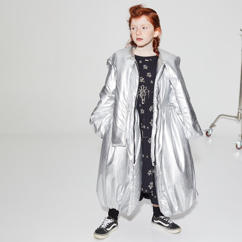 Little Creative Factory Child Rebel Padded Bow Coat Silver