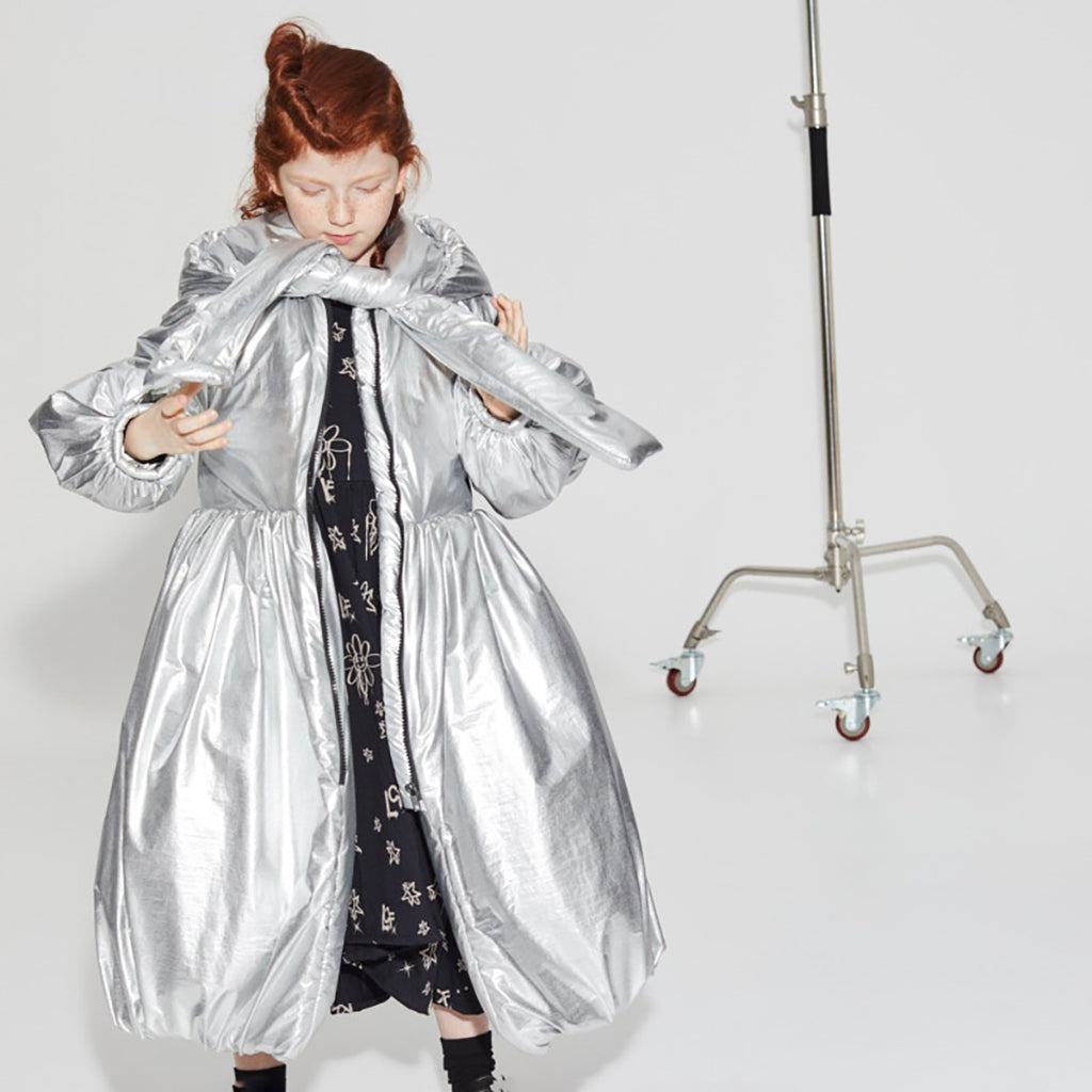 Little Creative Factory Child Rebel Padded Bow Coat Silver