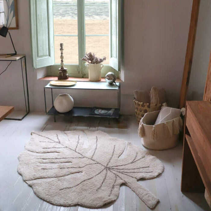 Lorena Canals Kaarol Monstera Washable Rug Natural