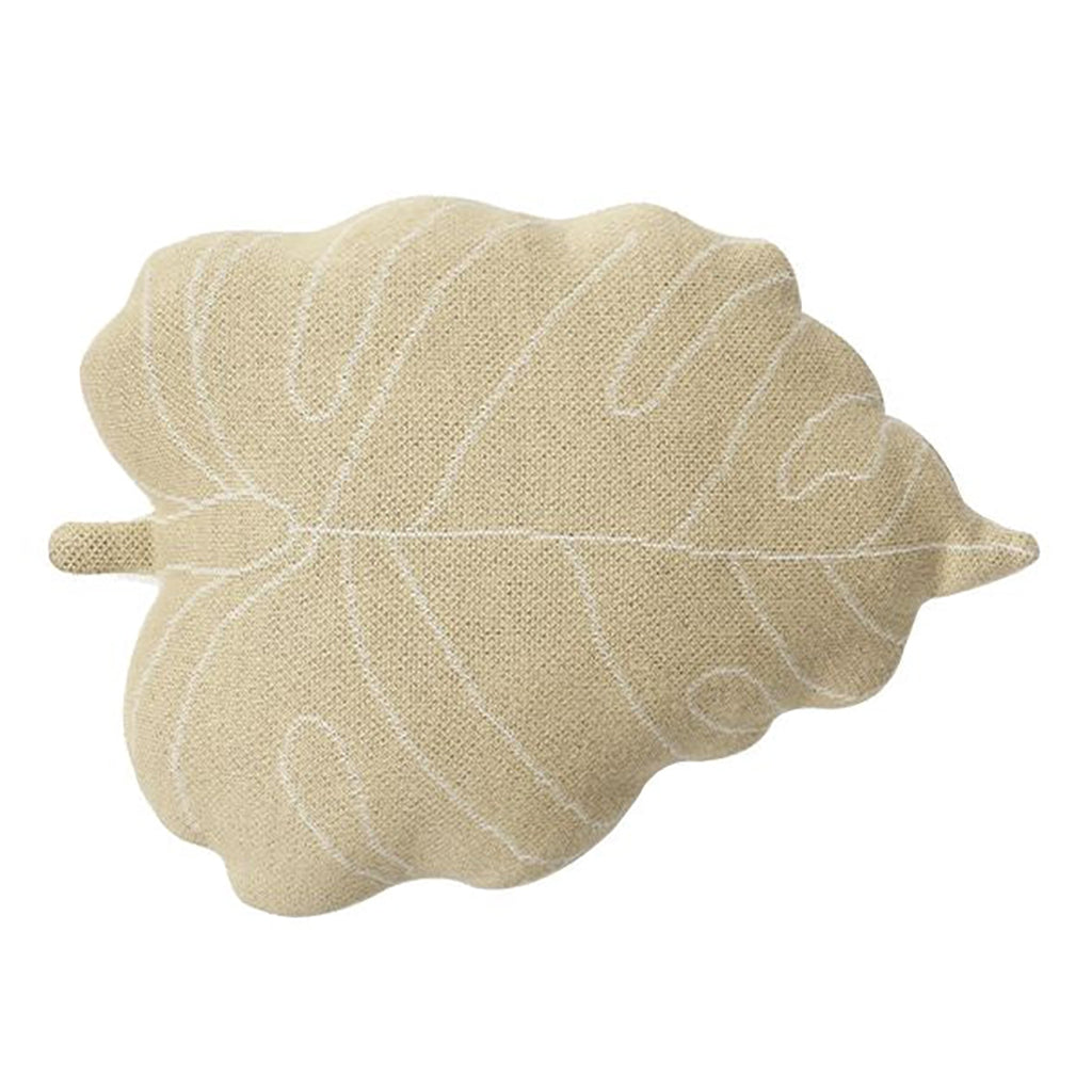 Lorena Canals Baby Leaf Knitted Cushion Light Olive