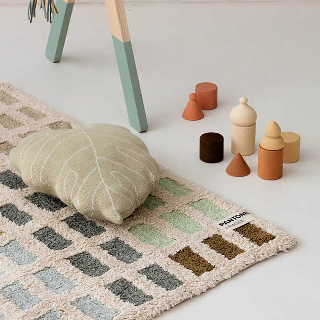 Lorena Canals Baby Leaf Knitted Cushion Light Olive