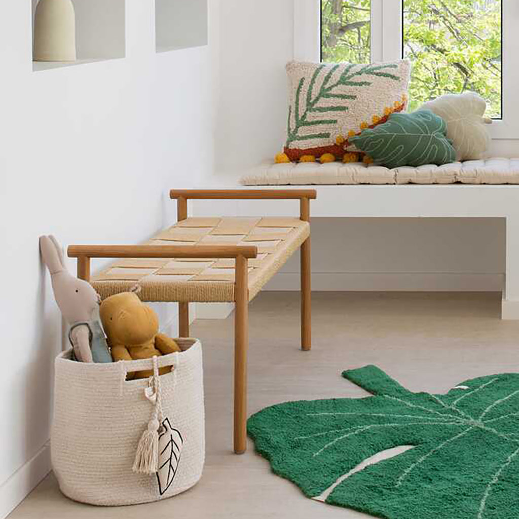 Lorena Canals Baby Leaf Knitted Cushion Light Olive