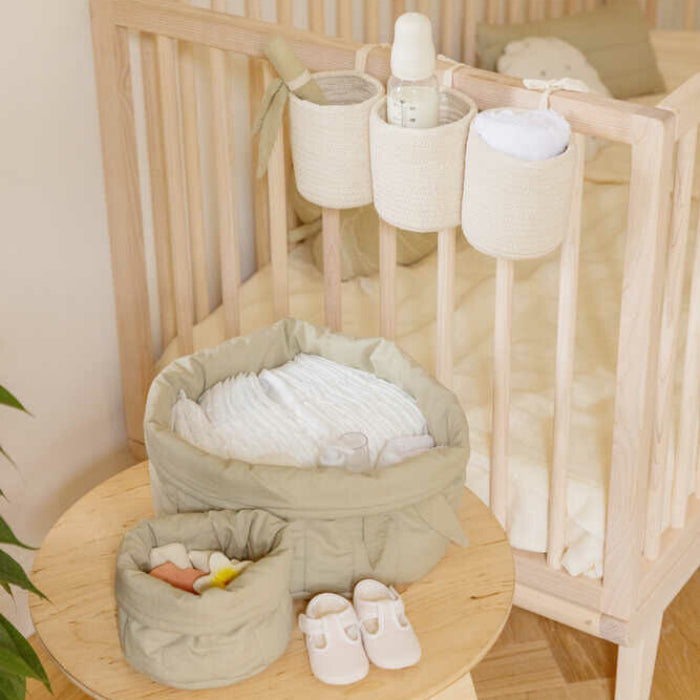 Lorena Canals Baby Set Of Two Quilted Baskets Olive Green