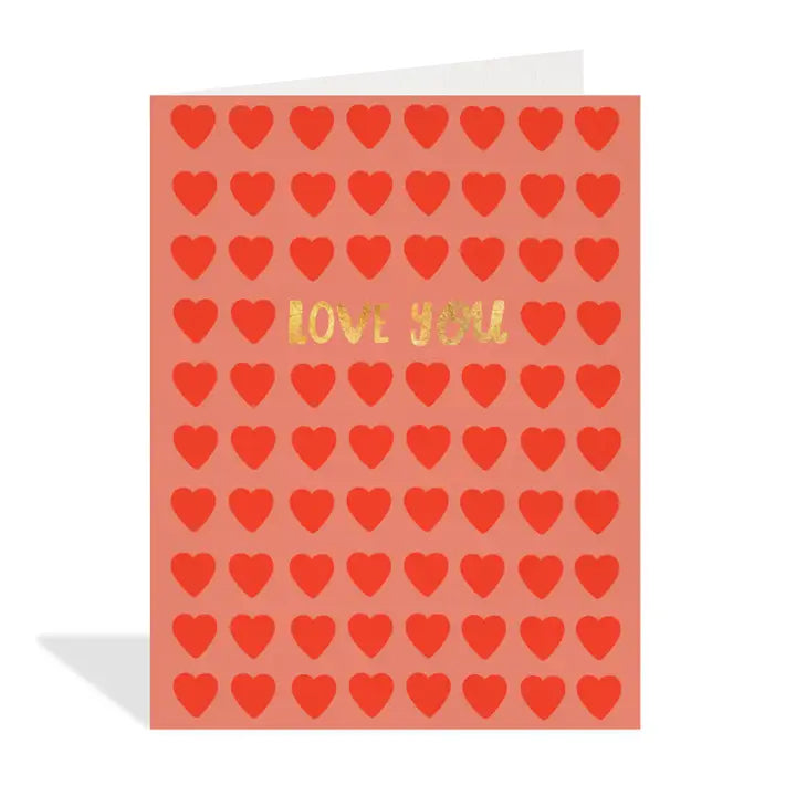 Halfpenny Postage Baby Card Red Hearts